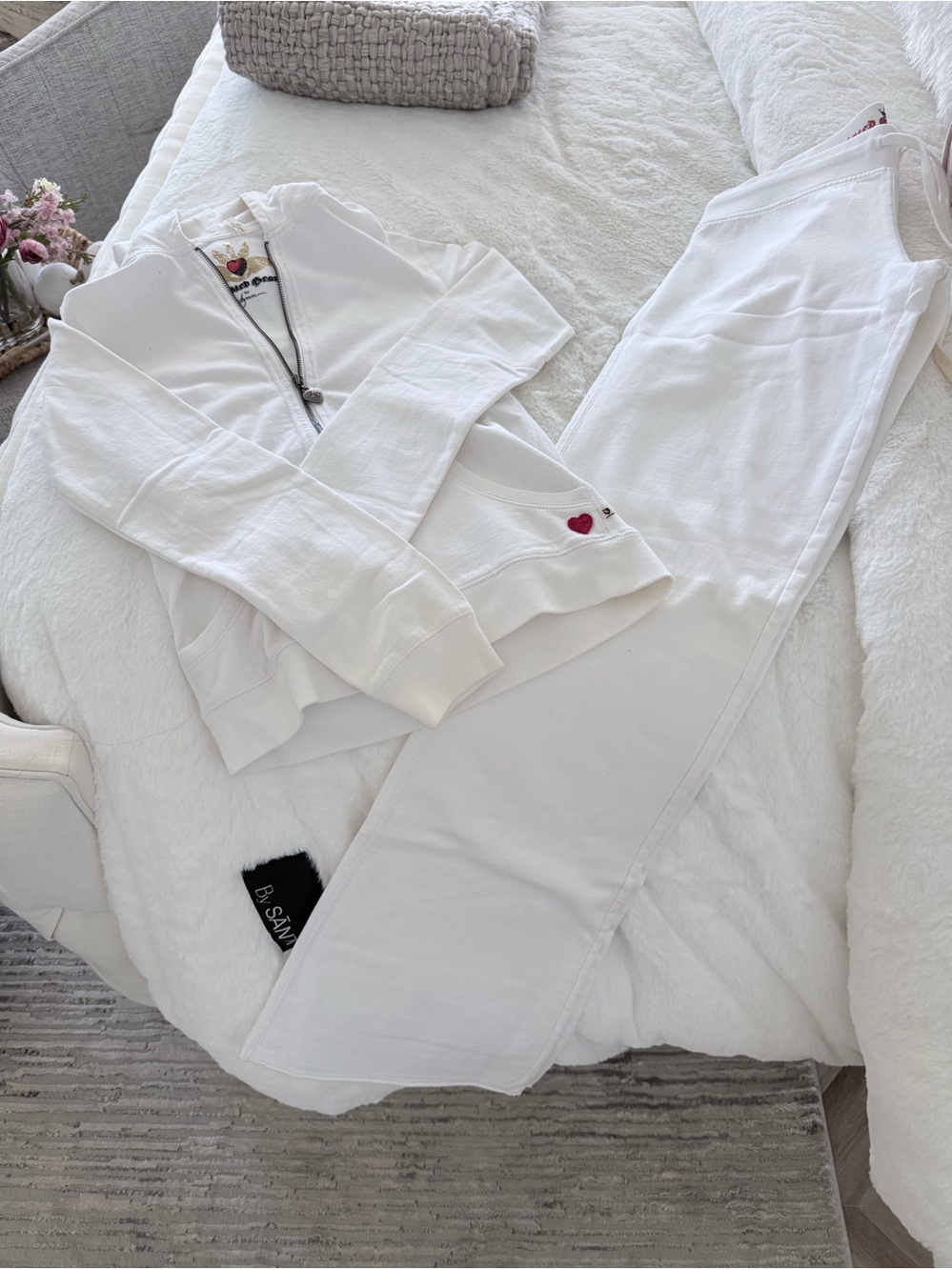 TWISTED HEART White Zip Hoodie with Gold Wings and Red Heart